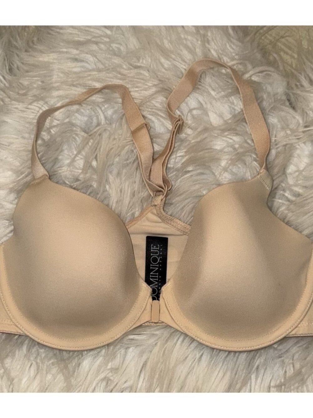 Dominique Talia Front Close T-Shirt Bra Lined Racerback UW Womens 32B Beige - Picture 3 of 7
